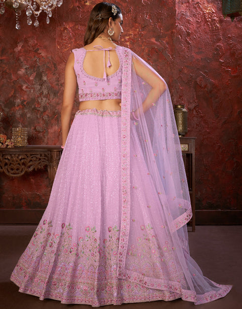 stylish lavender faux georgette indian wedding heavy designer lehenga choli collection with lavender faux georgette rt8804-184238 Front View